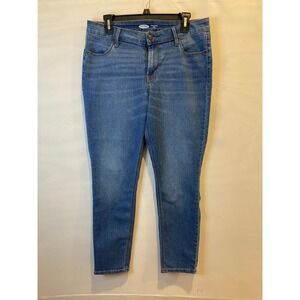 Old Navy Super Skinny Ankle Jeans Womens 10 Medium Wash Blue Mid Rise Stretch